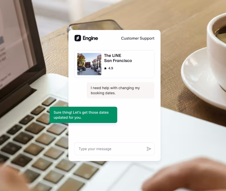 App screen showing a conversation between a customer, and a customer support agent. The user is requesting date changes for their trip. 