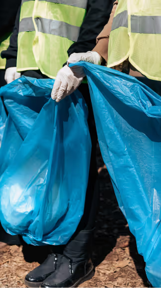 A person with a trashbag